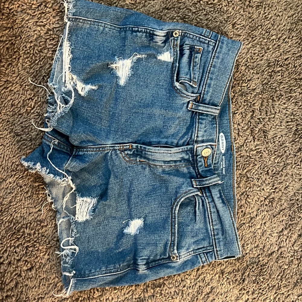 Old navy boyfriend shorts, mid rise, size 0, blue jean shorts